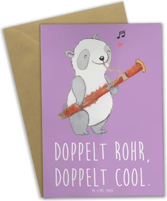 Produktbild von Mr. & Mrs. Panda Glückwunschkarte Fagott Doppelt Cool - Lavendeltraum - Geschenk, einladungskarten, Musik, Lernen, osterkarte, doppeltes Rohrblatt, Solostücke, klassische
