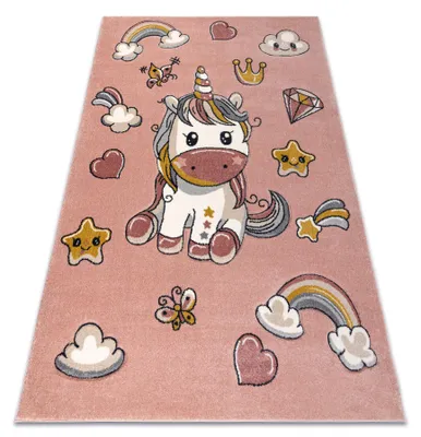 Imagen del producto de Alfombra KIDDO 6110 rosa claro / blanco, Unicornio, arcoíris, para niños, sensorial rosado 80x150 cm