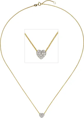 Produktbild von JOBO Collier Kette mit Anhänger Herz 375 Gold Gelbgold bicolor 14 Zirkonia 45 cm