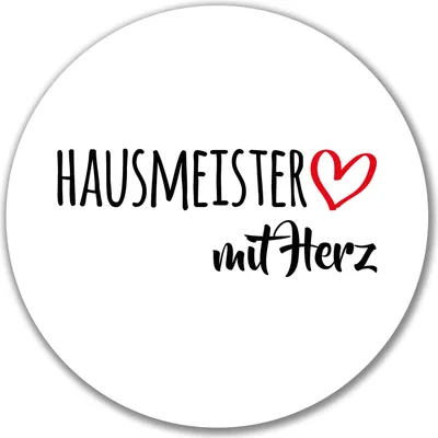 Produktbild von Huuraa Aufkleber Hausmeister mit Herz 10cm rund Sticker Geschenkidee