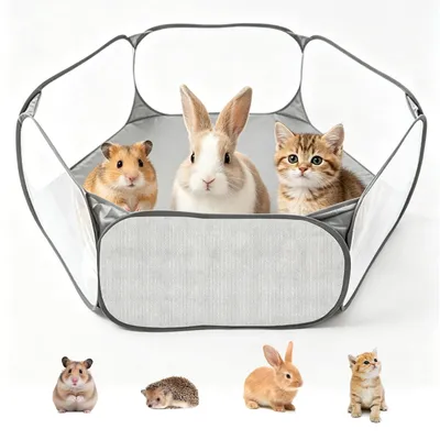 Image de Cage pop-up pour animaux - Tente pliable pour petits animaux - Gris