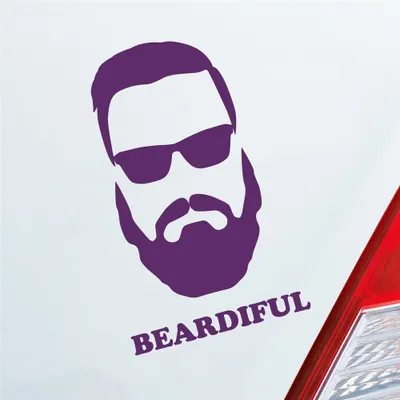 Produktbild von Auto Aufkleber Beardiful Beard Bart Schön Cool Sexy Car 10x16 cm Lila Sticker Heckscheibenaufkleber