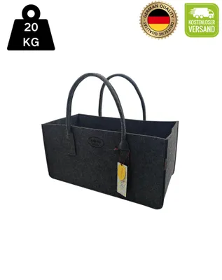 Produktbild von RAIKOU Kaminholztasche aus Filz Einkaufstasche Aufbewahrung Henkeltasche Picknicktasche Anthrazit 50x25x25cm