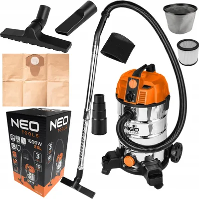 Obrázek produktu pro Vysavač 1600 W NEO TOOLS 04-739, 35 l, vysoký výkon, s dlouhou sací hadicí 1,5–4,5 m