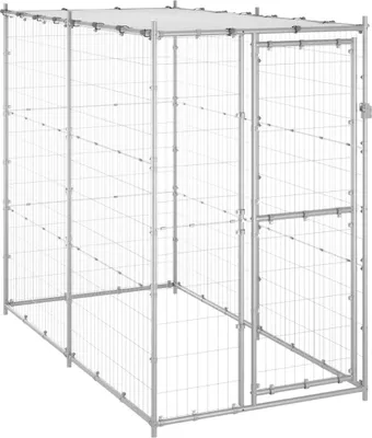 Obrázok produktu pre Voliéra pre psy pozinkovaná oceľ so strechou 110x220x180 cm