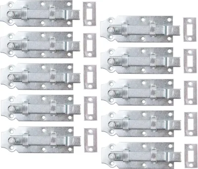 Produktbild von Alberts 10x verzinkte Türriegel, 120 mm – Schubriegel, Schlossriegel, Torriegel, Riegel