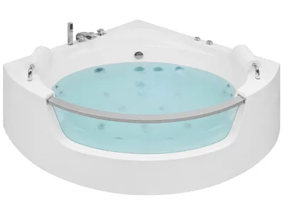 Produktbild von BELIANI Eckbadewanne Whirlpool Weiß Sanitäracryl 200 x 150 cm LED mit 7 Farben Badezimmer