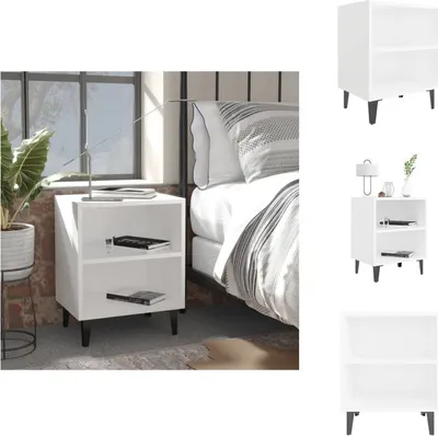 Immagine prodotto di vidaXL Comodino con gambe in metallo bianco 40x30x50 cm - Comodini