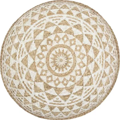 Obrázok produktu pre vidaXL Ručne vyrobený sedací puf biely 45x30 cm Juta