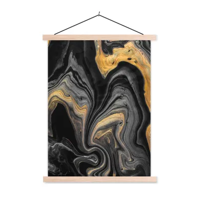 Produktbild von MuchoWow® Textilposter Marmor - Acryl - Gold - Luxus - Abstrakt 60x80 cm mit holzfarbenen Rahmen - Wandbild