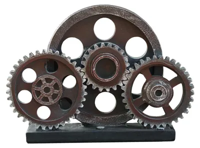 Steampunk-Zahnradfigur aus Kunstharz, 19,5 cm, kupferfarben
