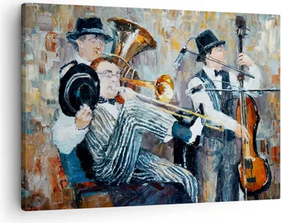 Produktbild von Bild auf Leinwand - Leinwandbild - Jazz Musik Musiker - 70x50cm - Wand Bild - Wanddeko - Wandbilder - Leinwanddruck - Bilder - Kunstdruck - Wanddekoration - Leinwand bilder - Wandkunst - AA70x50-3422