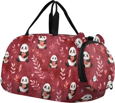 Obrázok produktu pre Taška na gymnastiku pre deti - športová taška - na cestovanie - s priehradkou na topánky - 46 x 20 x 22 cm - s motívom pandy
