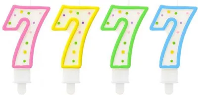 Zdjęcie produktu dla świeczka cyferka 7 z kropeczkami 7.5 cm | PF-SCK7