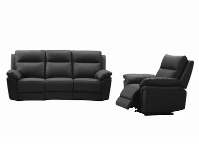 Produktbild von Relaxgarnitur 3+1 - Büffelleder - Schwarz - PAKITA