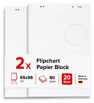 Flipchart-Papier blanco, 2×20 Blatt, 65×98 cm, weiß