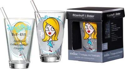 Produktbild von Trinkglas 310ml mit Halm Jungfrau