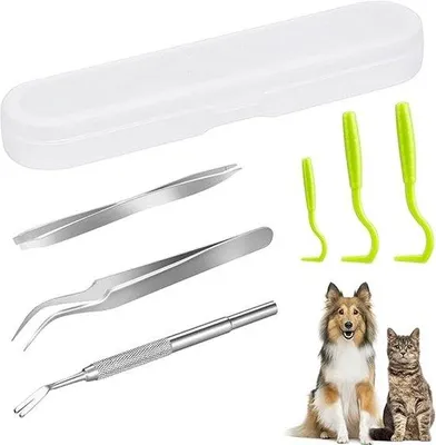 Produktbild von Famanu Zeckenentferner Set - Komplettes Zeckenentferner Kit mit Metallpinzette und Kunststoffzeckenhaken