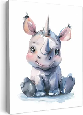 Produktbild von Leinwand Bilder 30x40 cm - Kinder Tiere - Rhinozeros, Bilder, Wanddeko, Wandbilder Wohnzimmer