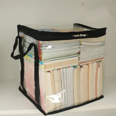 Obrázek produktu pro Průhledná obalová taška na knihy, vyrobená z PVC, vodotěsná, s velkou kapacitou, se zipem, univerzální použití, vhodná pro knihy, dokumenty, materiály