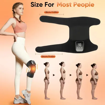 Produktbild von Kabelloses beheiztes Kniemassagegerät - Kniebandage mit Vibration - Linderung von Gelenkschmerzen - Arthritis Unterstützung - Für Knie & Schulter - Schwarz