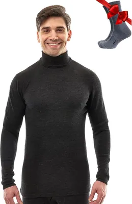 Productafbeelding van Merino coltrui heren - 100% merinowol - Set met sokken - Voor dagelijks gebruik en reizen