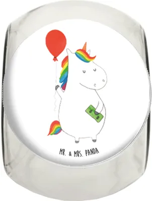 Produktbild von Mr. & Mrs. Panda keksdose glas Einhorn Luftballon XL 2000ml - Weiß - Geschenk, Süßigkeiten, Einhörner, Geld, Unicorn, Dekoglas, glasbehälter, Bonboniere, Kaffeedose