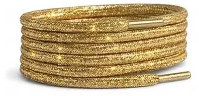 schnuersenkel glitzer gold rund