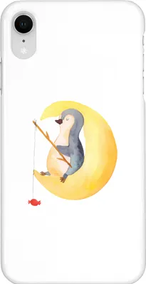 Produktbild von Mr. & Mrs. Panda Iphone XR Handyhülle Pinguin Mond - Weiß - Geschenk, Handy Case, Müde, Nachtruhe, Schlafzimmer, Spruch, Erschöpft, Premium Kunststoff
