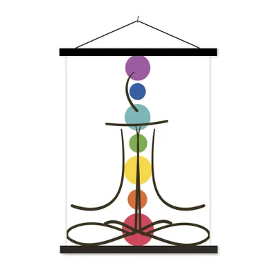 Produktbild von MuchoWow® Textilposter Abstrakte Illustration der sieben Chakren 60x80 cm mit schwarzem Rahmen - Plakathalter