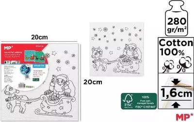 Zdjęcie produktu dla Płótno do kolorowania Mikołaj 20x20cm