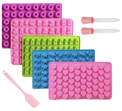 Silikon-Gummibärchenformen-Set, 5-teilig, mit Schaber & 2 Pipetten