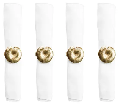 Produktbild von 4er-Set Serviettenringe mit goldenen Seerosenmotiven