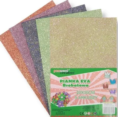 Zdjęcie produktu dla Pianka wielokolorowa brokat 20x30 5szt