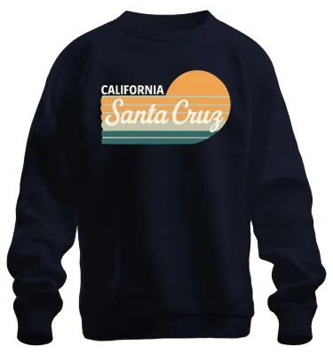 Immagine prodotto di Santa Cruz California Retro Sunset Surf Beach Coast Unisex Felpa Pullover, Navy, M