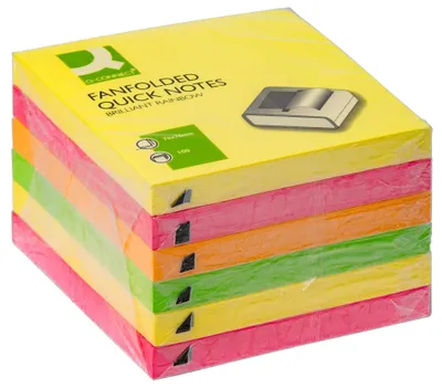 Image de Q-Connect® KF11402 Notes autocollantes Z-Notes - 76 x 76 mm, assorties, 6x 100 feuilles
