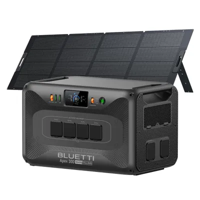 Image de Générateur solaire BLUETTI Apex 300 avec panneau solaire de 350 W et batterie de secours de 2764,8 Wh – Système d'alimentation modulaire pour la maison, le camping-car et les situations d'urgence