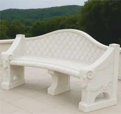 Produktbild von Casa Padrino Barock Beton Gartenbank Weiß 196 cm - Barock Garten & Terrassen Möbel