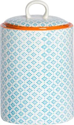 Produktbild von Nicola Spring handbedruckter Küchenbehälter – 15,5 cm – Blau