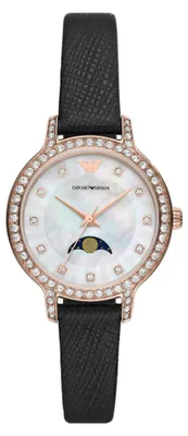 Produktbild von Emporio Armani AR11514 CLEO Uhr Damenuhr Lederarmband schwarz