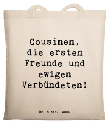 Produktbild von Mr. & Mrs. Panda Tote Bag Spruch Cousine Freunde - Transparent - Geschenk, Einkaufstasche, Jubiläen, herzerwärmende Sprüche, Verbundenheit, Tasche, Verwandte, Bindung