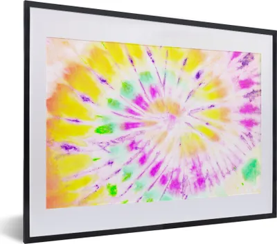 Produktbild von MuchoWow® Gerahmtes Poster Sommer - Krawattenfärbung - Gelb 40x30 cm - Poster mit Schwarzem Bilderrahmen Wandposter Rahmen Foto Bilder - Bilderrahmen - Poster im Rahmen