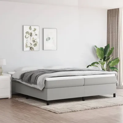 Zdjęcie produktu dla Maison Exclusive - Łóżko kontynentalne, jasnoszara, 200x200 cm, obita tkaniną