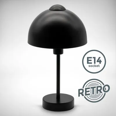 Immagine prodotto di B.K.Licht Lampada comodino, attacco per lampadina E14 max. 25 W non inclusa, altezza 32cm, lampada da tavolo con interruttore sul cavo, nero opaco
