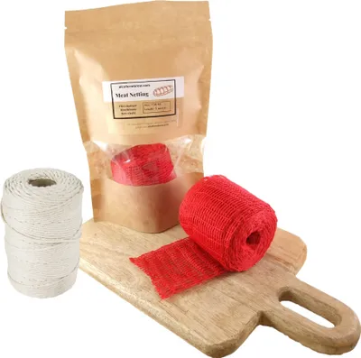Produktbild von Rot Fleischnetz 150mm / 5m + Wurstgarn 80m - Schinkennetz, Räuchernetz, Küchengarn, Kochgarn