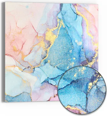 Produktbild von DEQORI Hybrid Leinwand Bild 50x50 cm 'Goldene Strömung' Wandbild Glas flach modern