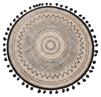 Runde Jute-Platzsets 38 cm, Antirutsch, schwarz, 1 Stück
