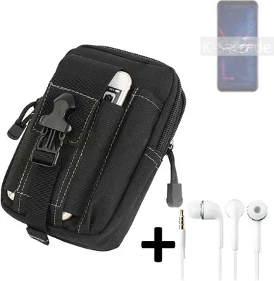 Produktbild von K-S-Trade Gürteltache + Kopfhörer kompatibel mit Asus ROG Phone 6 Pro Gürtel Tasche Holster Schutz Hülle Handy Hülle  schwarz inkl. Extrafächer