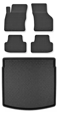 Produktbild von Gummimatten + Kofferraumwanne für Seat Leon IV 2020- (Kombi) – Schwarz, Semi-Universal, angepasst – Wielganizator Semi-Universal