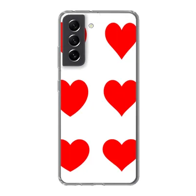 Produktbild von MuchoWow® Handyhülle Schutzhülle Hülle für Samsung Galaxy S21 FE Eine Illustration mit neun roten Herzen Silikon Softcase Handy Hülle - Mobiltelefonhülle